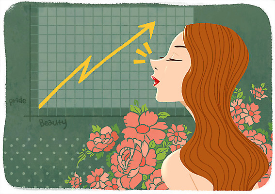 PSD 여자 꽃 백그라운드 일러스트 그래프 새로움 사람 성인 뷰티 자신감 변화 성형수술 코 과정 성형미인 코수술 국내일러스트 식물 감정 컨셉 신체부위 수술 미인 파일형식