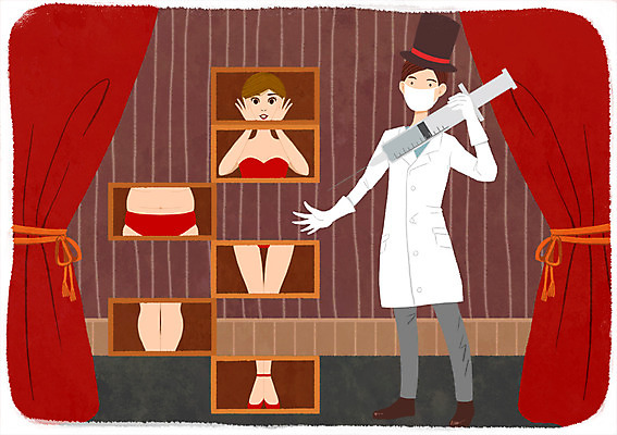 PSD 모자 여자 남자 일러스트 새로움 주사기 사람 성인 두명 비키니 뷰티 의사 마술 마술사 커튼 변화 성형수술 몸매 과정 성형미인 국내일러스트 잡화 수영복 컨셉 의료기기 의료진 수술 미인 파일형식