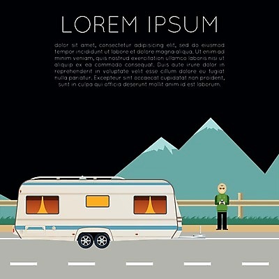 EPS 해외이미지 전신 남자 일러스트 산 한명 서기 성인 여름 여행객 캠핑 운전 카라반 성인남자한명만 해외202004 해외일러스트 1 계절 모션 레저 사람 캠핑카 남자한명만 성인남자만 파일형식 벡터 이미지허브