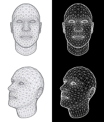 포토 JPG 해외이미지 백인 모델 캐릭터 디자인 얼굴 일러스트 해부 검은배경 가면 사람 성인 사람없음 옆모습 머리 3D 심볼 흰배경 만들기 망사 고립 와이어프레임 해외202004 해외포토 서양인 뷰포인트 백그라운드 의학 모션 신체부위 검은색 흰색 직물 디지털합성 파일형식 이미지허브