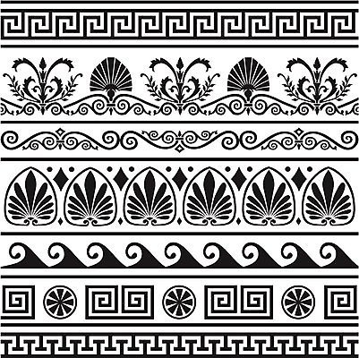 EPS 해외이미지 디자인 배너 선 패턴 일러스트 프레임 그래픽 장식 세트 검은색 골동품 수집 심볼 그리스 묘사 복고 윤곽 그리스인 고립 엘리먼트 옛날 스타일 해외202004 해외일러스트 서양인 유럽 컬러 무늬 파일형식 벡터 이미지허브