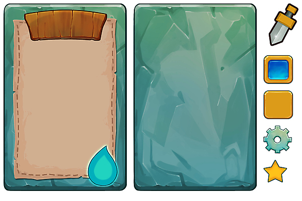 JPG 해외이미지 별 종이 일러스트 프레임 사람없음 게임 물방울 칼 보석 메뉴 톱니바퀴 UI 양피지 엘리먼트 인터페이스 프레임일러스트 해외202004 해외일러스트 자연요소 놀이 광석 파일형식 이미지허브