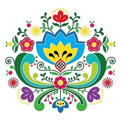 EPS 해외이미지 전통 꽃 패턴 일러스트 사람없음 컬러풀 화려 폴란드 해외202004 해외일러스트 식물 유럽 컬러 컨셉 무늬 파일형식 벡터 이미지허브