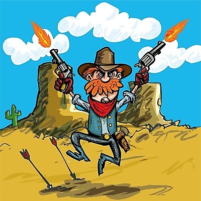 EPS 해외이미지 클립아트 포즈 일러스트 불 점프 총 청바지 카우보이 발사 만화 손그림 카우보이모자 리볼버 서쪽 수배 해외202004 해외일러스트 자연요소 모자_잡화 무기 바지 모션 권총 방향 파일형식 벡터 이미지허브