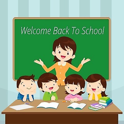 EPS 해외이미지 학생 여자 남자 어린이 일러스트 학교 소녀 소년 여러명 성인 교사 칠판 신학기 해외202004 해외일러스트 직업 교육 다수 사람 파일형식 벡터 이미지허브