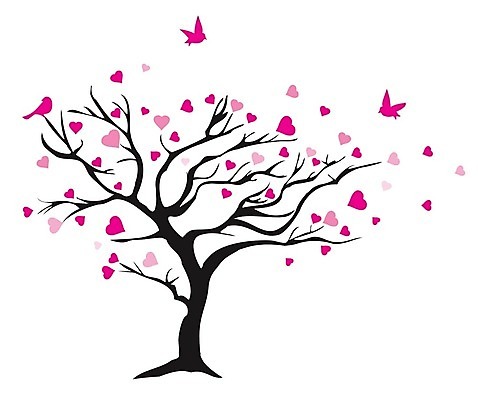 EPS 해외이미지 나무 분홍색 일러스트 추상 사람없음 하트 해외202004 해외일러스트 모양 식물 컬러 무늬 파일형식 벡터 이미지허브