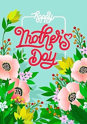 EPS 해외이미지 꽃 분홍색 백그라운드 일러스트 캘리그라피 사람없음 민트색 어머니의날 해외202004 해외일러스트 식물 기념일 컬러 미국문화 파일형식 벡터 이미지허브