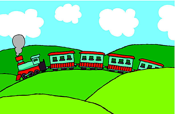 EPS 해외이미지 교통수단 여행 일러스트 교통시설 하늘 풍경 기차 농촌 만화 언덕 해외202004 해외일러스트 육상교통 교통 대중교통 시골 시설 파일형식 벡터 이미지허브