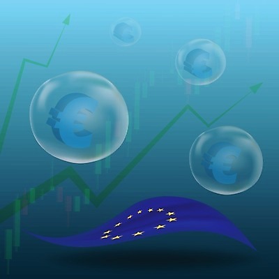 EPS 해외이미지 백그라운드 컨셉 돈 일러스트 비즈니스 그래프 금융 경제 파란색 거품 유로 깃발 주식 가격 심볼 사인 투자 풍선 가치 위기 해외202004 해외일러스트 컬러 재산 파일형식 벡터 이미지허브