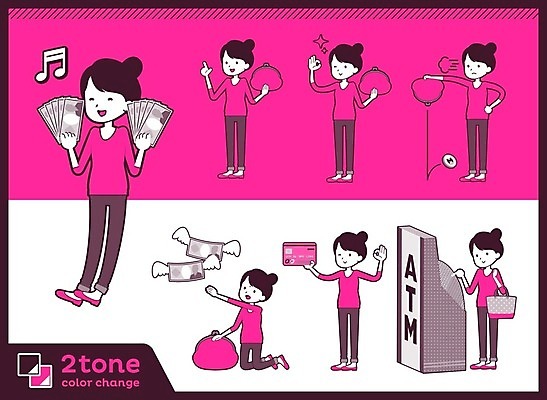 EPS 해외이미지 전신 여자 분홍색 돈 생각 일러스트 엄마 들기 여러명 성인 금융 경제 세트 범죄 선택 OK 즐거움 동전지갑 ATM 성인여자만 해외202004 해외일러스트 감정 컬러 다수 컨셉 가족 모션 사람 손짓 지갑 재산 여자만 성인만 파일형식 벡터 이미지허브