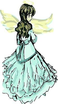 EPS 해외이미지 드레스 여자 어린이 일러스트 천사 사람 성인 파란색 성자 활 신성 후광 해외202004 해외일러스트 옷 종교 컬러 빛 파일형식 벡터 이미지허브