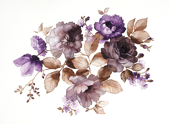 JPG 해외이미지 식물 꽃 꽃다발 일러스트 붓터치 수채화 사람없음 그림 번짐 해외202004 해외일러스트 파일형식 효과이미지허브 