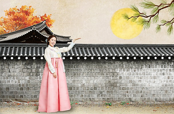 전신 PSD 나무 편집이미지 여자 백그라운드 기와집 한명 서기 사람 성인 추석 한국인 보름달 한복 정월대보름 여자만 성인여자만 기와담장 이미지편집 식물 1 한국전통 명절 모션 한옥 기와 동양인 담장 달 전통의상 성인만 파일형식