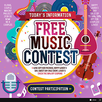 PSD 템플릿 악기 음악 웹템플릿 음표 팝업 웹팝업 이벤트 사람없음 기타 레코드 바이올린 마이크 공모전 콘테스트 이미지템플릿 기호 음향기기 현악기 문화예술 음반 대회 파일형식