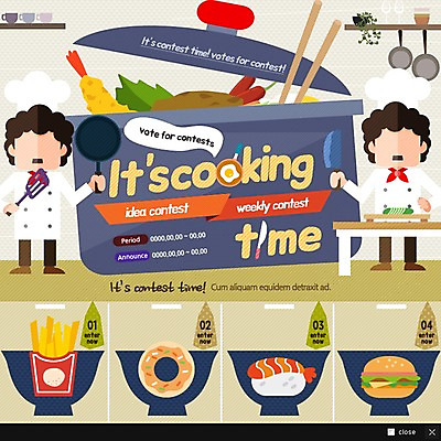 PSD 템플릿 남자 음식 웹템플릿 도마 팝업 웹팝업 요리사모자 이벤트 성인 두명 요리사 초밥 감자튀김 햄버거 프라이팬 칼 도넛 냄비 조리복 공모전 이미지템플릿 직업 모자_잡화 유니폼 주방용품 디저트 감자 패스트푸드 사람 튀김 솥 일본음식 파일형식