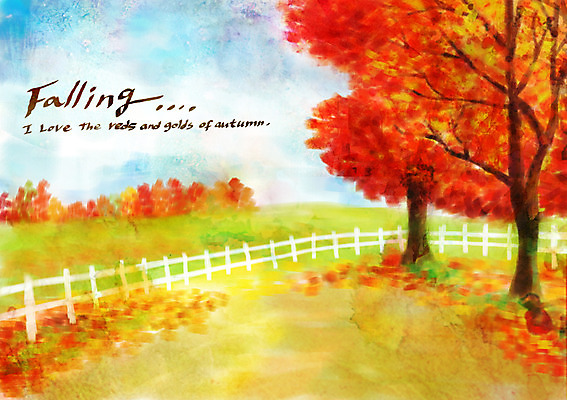 주간 PSD 나무 계절 백그라운드 단풍 낙엽 일러스트 풍경 사람없음 야외 울타리 가을풍경 가을 가을배경 국내일러스트 자연요소 식물 잎 담장 파일형식 가을_계절