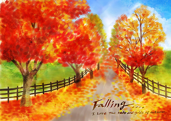 주간 PSD 나무 계절 길 백그라운드 단풍 낙엽 일러스트 풍경 사람없음 야외 울타리 가을풍경 가을 가을배경 국내일러스트 자연요소 식물 잎 담장 파일형식 가을_계절