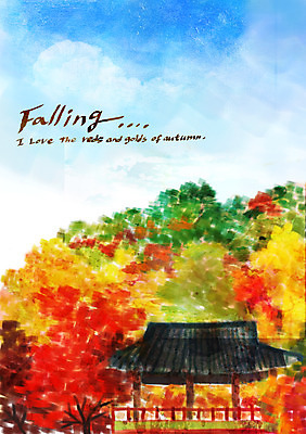 주간 PSD 나무 계절 백그라운드 단풍 낙엽 일러스트 풍경 사람없음 야외 가을풍경 가을 정자 가을배경 국내일러스트 자연요소 식물 건축물 잎 파일형식 가을_계절