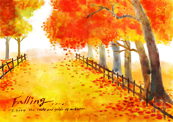 주간 PSD 나무 계절 백그라운드 단풍 낙엽 일러스트 풍경 사람없음 야외 울타리 가을풍경 가을 가을배경 국내일러스트 자연요소 식물 잎 담장 파일형식 가을_계절