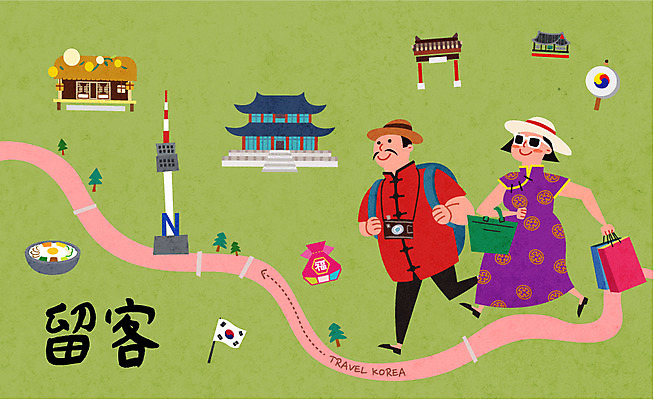 여자 남자 여행 일러스트 한국 초가집 사람 성인 두명 관광지 쇼핑 중국인 세일 계획 태극기 치파오 즐거움 만족 소고 남산타워 유커 국내일러스트 AI파일 외국인 감정 아시아 컨셉 타악기 한옥 국악기 동양인 여행객 국기 전통의상 남산 파일형식 벡터