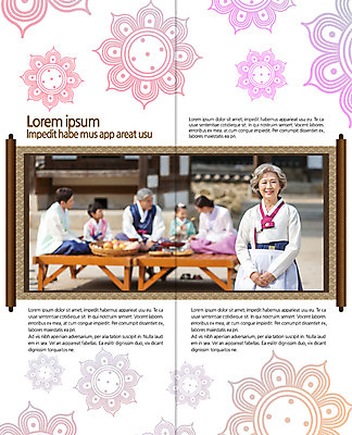 PSD 템플릿 편집 표지디자인 북디자인 출판디자인 여자 남자 내지 할머니 리플렛 백그라운드 꽃무늬 패턴 2단접지 북커버 대가족 팜플렛 여러명 추석 한국인 한복 두루마리 6인가족 이미지템플릿 한국전통 명절 노년 꽃 다수 무늬 가족 사람 동양인 전통의상 파일형식