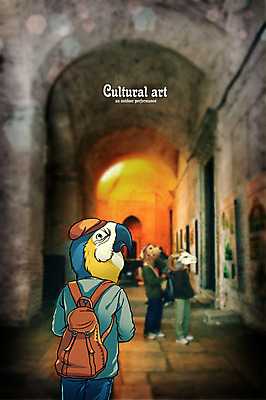 PSD 편집 편집이미지 문화 예술 배낭 포토일러 실내 의인화 사람없음 전시 양 강아지 박물관 합성 앵무새 관람 소통 반려 평등 이미지편집 컨셉 가방 포유류 조류 내부 반려동물 개 파일형식