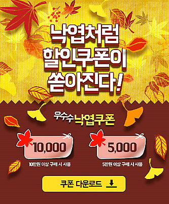 PSD 템플릿 웹템플릿 단풍 낙엽 이벤트페이지 이벤트 사람없음 가을 쿠폰 은행잎 이미지템플릿 계절 잎 페이지 파일형식