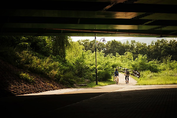 포토 JPG 주간 전신 여자 남자 20대 성인 야외 두명 뒷모습 한국인 승차 아래 출근 퇴근 사이클링 라이딩 미니벨로 탄천 가교 성인만 국내포토 자연요소 건축물 뷰포인트 모션 사람 동양인 청년 강 자전거 방향 육상스포츠 출퇴근 위치 파일형식