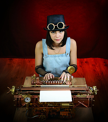 포토 JPG 해외이미지 모델 1 응시 여자 종이 백그라운드 통신 미래 고글 갈색머리 한명 사람 동양인 성인 빨간색 기계 장비 기록 수증기 오브젝트 슛 타자기 기어 길이 놋쇠 빅토리아 키패드 해외202004 해외포토 헤어스타일 시선 컬러 컨셉 인종 골동품 파일형식 이미지허브