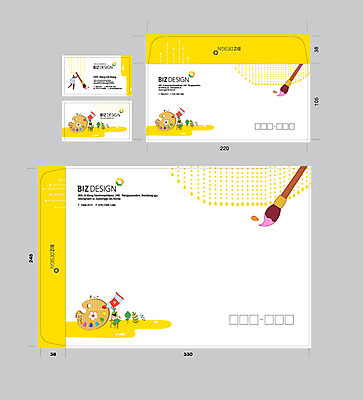 템플릿 명함 서류봉투 편지봉투 사람없음 세트 컬러풀 노란색 물감 미술도구 붓 팔레트 패키지 봉투템플릿 우편봉투 비즈디자인 이미지템플릿 AI파일 컬러 봉투 편지 우편물 오브젝트 파일형식 벡터