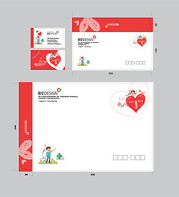 템플릿 여자 남자 의학 명함 서류봉투 편지봉투 주사기 두명 빨간색 세트 패키지 봉투템플릿 우편봉투 비즈디자인 이미지템플릿 AI파일 컬러 의료기기 봉투 사람 편지 우편물 파일형식 벡터