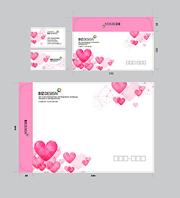템플릿 문양 분홍색 무늬 명함 서류봉투 편지봉투 사랑 사람없음 세트 하트 패키지 봉투템플릿 우편봉투 비즈디자인 이미지템플릿 AI파일 모양 감정 컬러 봉투 편지 우편물 파일형식 벡터