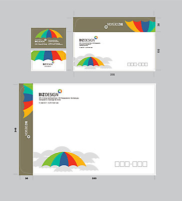 템플릿 우산 명함 서류봉투 편지봉투 사람없음 세트 컬러풀 패키지 봉투템플릿 우편봉투 비즈디자인 이미지템플릿 AI파일 컬러 봉투 편지 우편물 파일형식 벡터