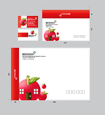 템플릿 명함 서류봉투 편지봉투 사람없음 빨간색 세트 사과 패키지 봉투템플릿 우편봉투 비즈디자인 이미지템플릿 AI파일 컬러 과일 봉투 편지 우편물 파일형식 벡터