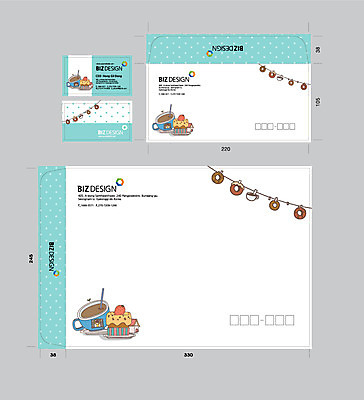 템플릿 명함 서류봉투 편지봉투 사람없음 세트 카페 빵집 도넛 패키지 봉투템플릿 우편봉투 비즈디자인 이미지템플릿 AI파일 디저트 봉투 상점 편지 우편물 파일형식 벡터