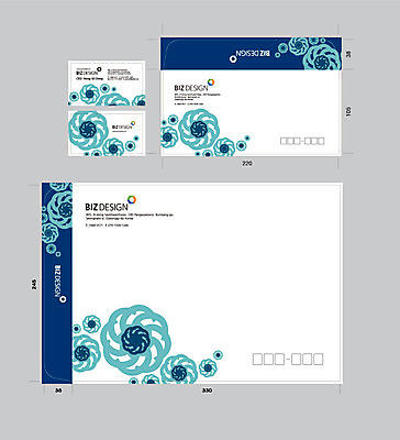 템플릿 문양 꽃무늬 명함 서류봉투 편지봉투 사람없음 파란색 세트 패키지 봉투템플릿 우편봉투 비즈디자인 이미지템플릿 AI파일 꽃 컬러 무늬 봉투 편지 우편물 파일형식 벡터