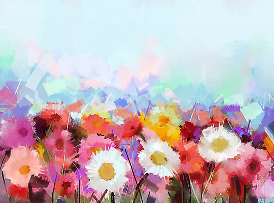 JPG 해외이미지 꽃 꽃밭 일러스트 사람없음 그림 손그림 유화 해외202004 해외일러스트 식물 미술 파일형식 이미지허브