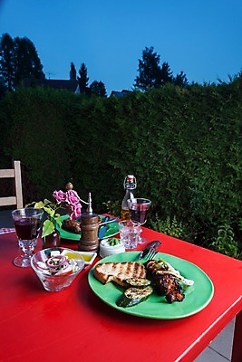 포토 JPG 해외이미지 접시 꽃 음식 빵 포크 와인잔 유리 탁자 하늘 양파 육류 스테이크 사람없음 야외 빨간색 초록색 물 파란색 장미 와인 얼음 저녁식사 치킨 봄 샐러드 꼬치 칼 그릴 바게트 저녁 올리브 부추 주키니 해외202004 해외포토 자연요소 식물 식기 계절 열매 컬러 가구 채소 술잔 식재료 재질 주방용품 주류 서양음식 식사 야간 닭고기요리 파일형식 이미지허브