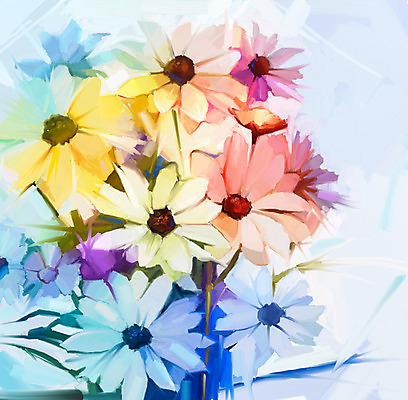 JPG 해외이미지 꽃 일러스트 사람없음 코스모스 그림 손그림 유화 해외202004 해외일러스트 식물 미술 파일형식 이미지허브