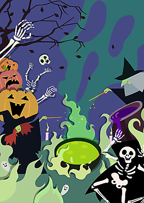 나무 백그라운드 일러스트 촛불 호박 해골 그림자 사람없음 할로윈 분위기 유령 위험 무서움 마녀 잭오랜턴 해골모형 국내일러스트 AI파일 식물 감정 컨셉 채소 초 뼈 모형 파일형식 벡터