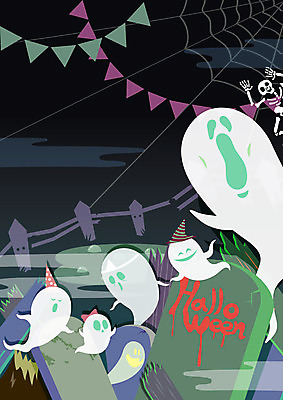 백그라운드 일러스트 해골 사람없음 울타리 할로윈 무덤 분위기 유령 위험 무서움 거미줄 해골모형 국내일러스트 AI파일 감정 컨셉 뼈 담장 모형 파일형식 벡터