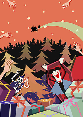 나무 별 백그라운드 일러스트 호박 해골 선물 사람없음 할로윈 분위기 위험 무서움 마녀 드라큘라 잭오랜턴 해골모형 국내일러스트 AI파일 자연요소 식물 감정 컨셉 채소 뼈 모형 파일형식 벡터