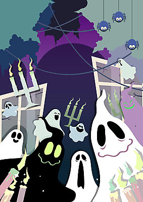 백그라운드 일러스트 촛불 호박 그림자 사람없음 할로윈 분위기 유령 위험 무서움 거미줄 거미 잭오랜턴 국내일러스트 AI파일 감정 곤충 컨셉 채소 초 파일형식 벡터