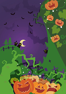 나무 줄기 백그라운드 십자가 일러스트 촛불 호박 그림자 사람없음 울타리 할로윈 분위기 위험 무서움 박쥐 잭오랜턴 국내일러스트 AI파일 식물 감정 컨셉 채소 초 포유류 담장 파일형식 벡터