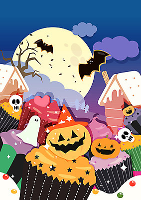 구름 백그라운드 일러스트 호박 사람없음 할로윈 달 분위기 유령 위험 무서움 컵케이크 박쥐 마녀모자 과자집 잭오랜턴 해골모형 국내일러스트 AI파일 자연요소 모자_잡화 감정 컨셉 채소 포유류 모형 케이크 파일형식 벡터