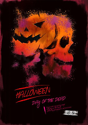 PSD 포스터 일러스트 해골 사람없음 할로윈 분위기 위험 무서움 공포 잭오랜턴 해골모형 호러 국내일러스트 감정 컨셉 뼈 모형 파일형식