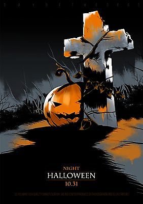 PSD 포스터 줄기 십자가 일러스트 사람없음 할로윈 분위기 위험 무서움 공포 잭오랜턴 호러 국내일러스트 식물 감정 컨셉 파일형식