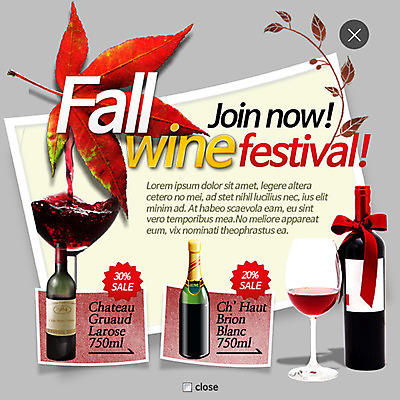 PSD 템플릿 웹템플릿 낙엽 와인잔 팝업 이벤트팝업 웹팝업 이벤트 사람없음 세일 와인 가을 와인병 레이어팝업 이미지템플릿 계절 잎 술잔 병_용기 주류 파일형식