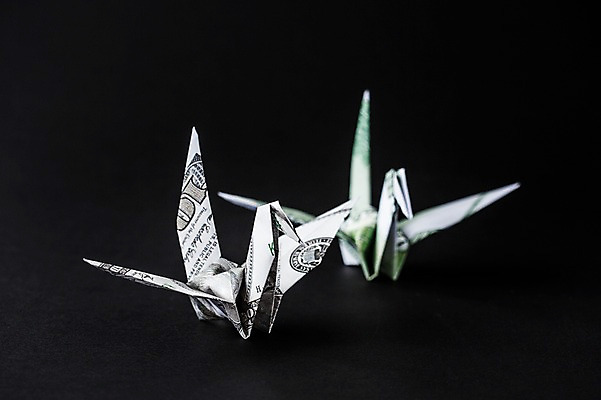 포토 JPG 스튜디오촬영 백그라운드 두마리 비즈니스 검은배경 실내 취미 사람없음 아웃포커스 경제 달러 꿈 학 종이접기 소원 색종이 종이학 접기 국내포토 종이 돈 2 모션 조류 촬영기법 내부 검은색 파일형식