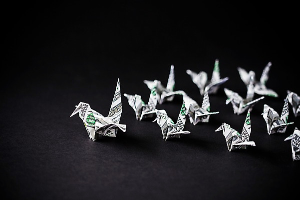 포토 JPG 스튜디오촬영 백그라운드 여러마리 비즈니스 검은배경 실내 취미 사람없음 경제 달러 꿈 학 종이접기 소원 색종이 종이학 접기 국내포토 종이 다수 돈 모션 조류 내부 검은색 파일형식